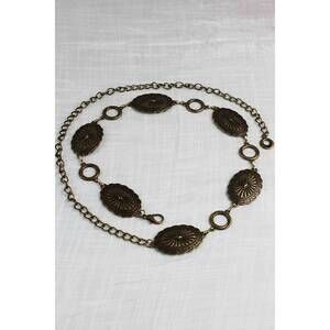 NEW LETO western chain interlocking oval and o-ring belt in autique gold